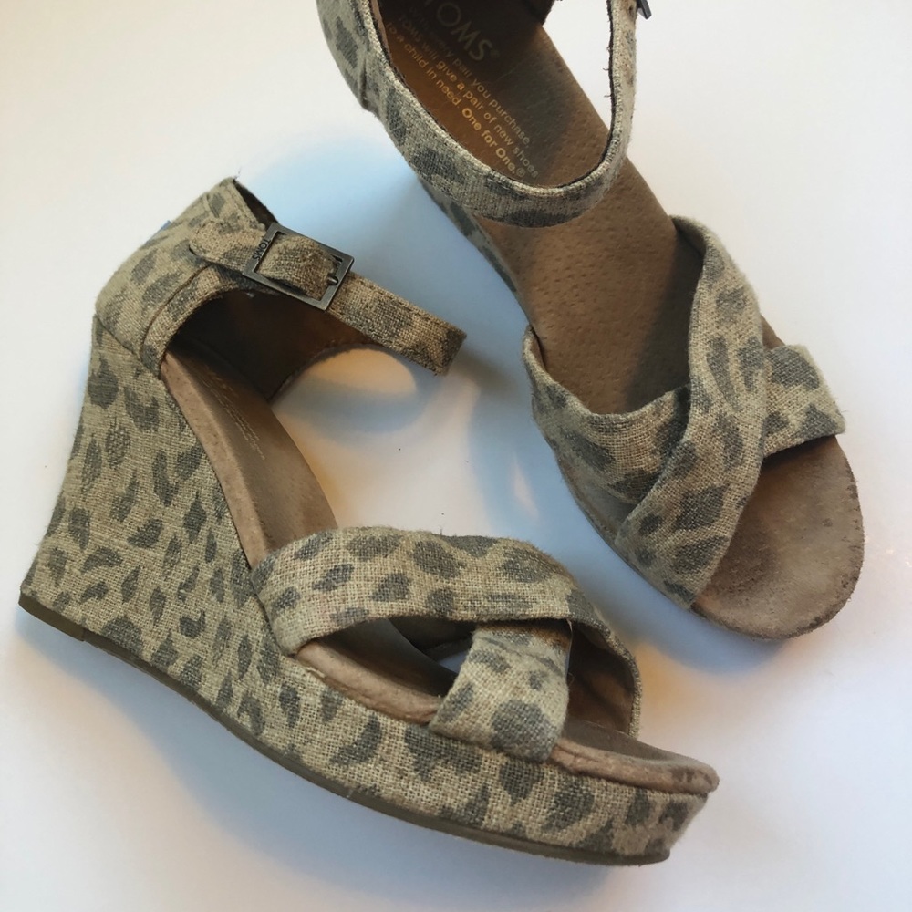 Tom Wedge animal print sandals